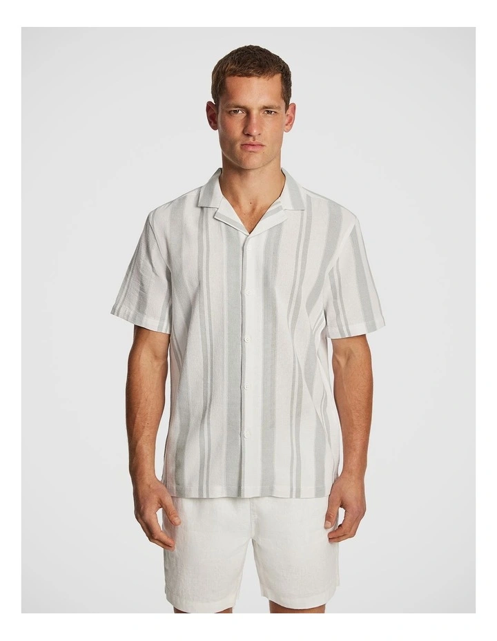 Aruba Stripe Cotton Shirt in Sage image 1