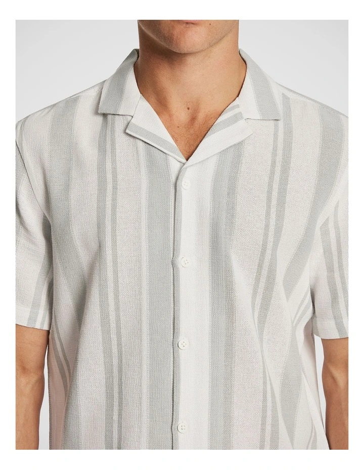 Aruba Stripe Cotton Shirt in Sage image 3