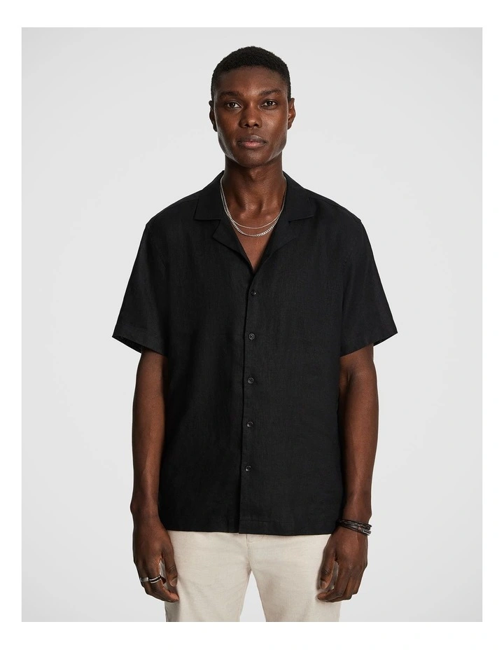 Harris Pure Linen Shirt in Black image 1