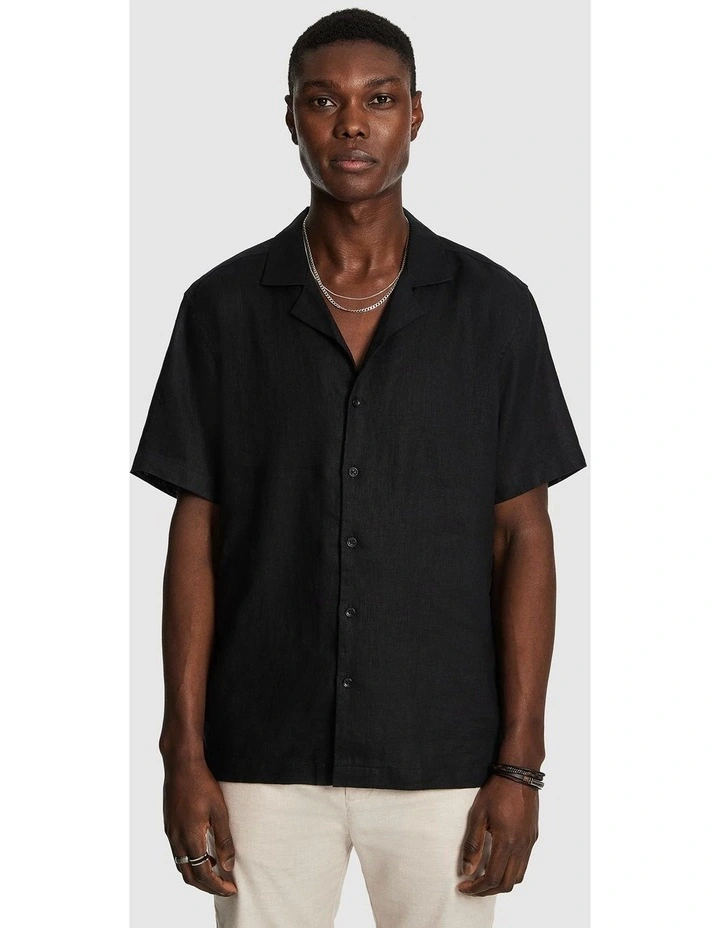 Harris Pure Linen Shirt in Black image 1
