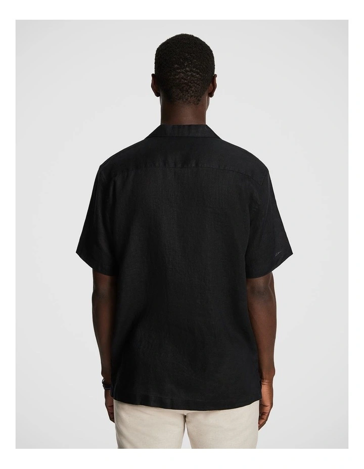 Harris Pure Linen Shirt in Black image 2