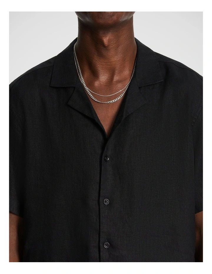 Harris Pure Linen Shirt in Black image 3