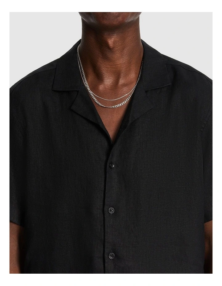 Harris Pure Linen Shirt in Black image 3