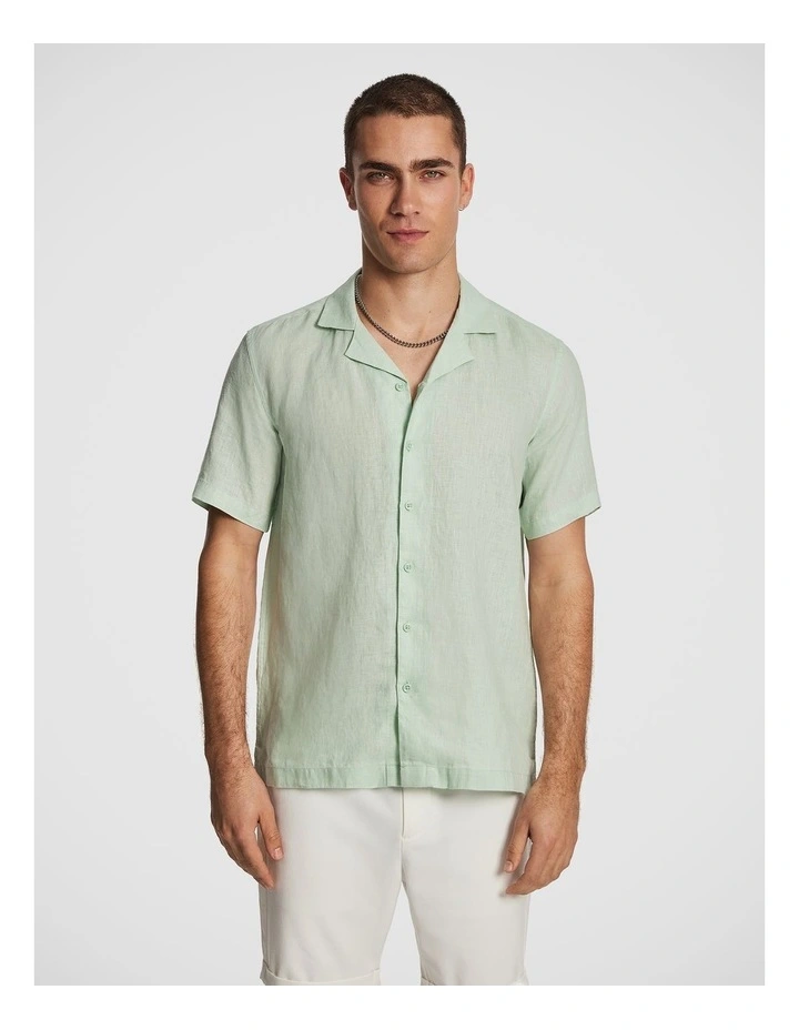 Harris Pure Linen Shirt in Mint image 1