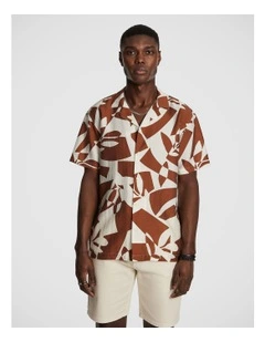 Larson Print Shirt in Caramel