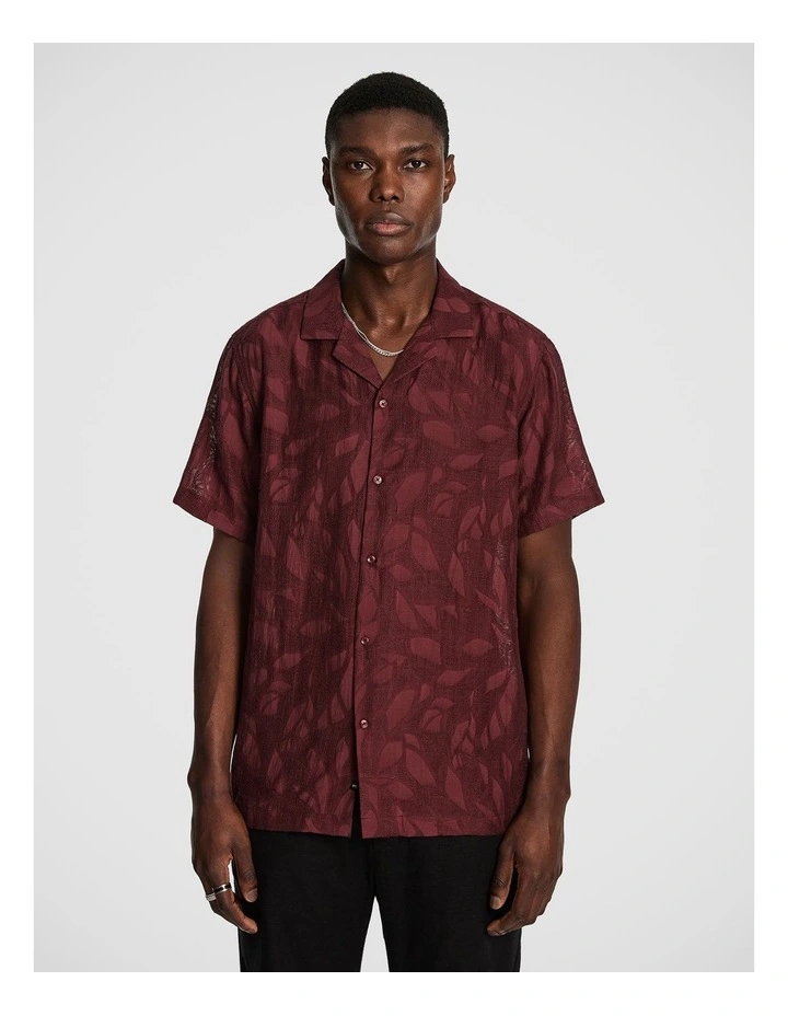 Silas Jacquard Shirt in Burgundy image 1