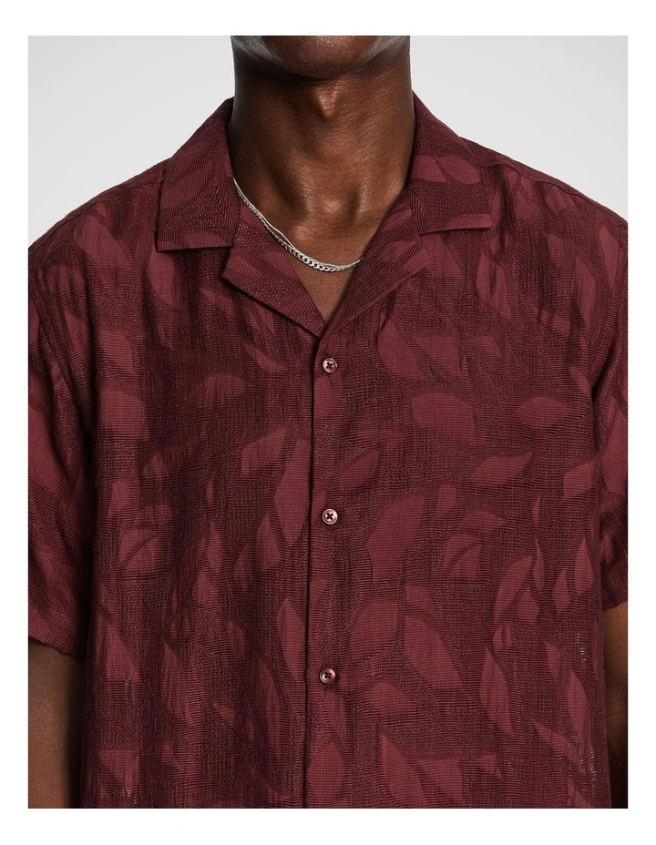 Silas Jacquard Shirt in Burgundy image 3