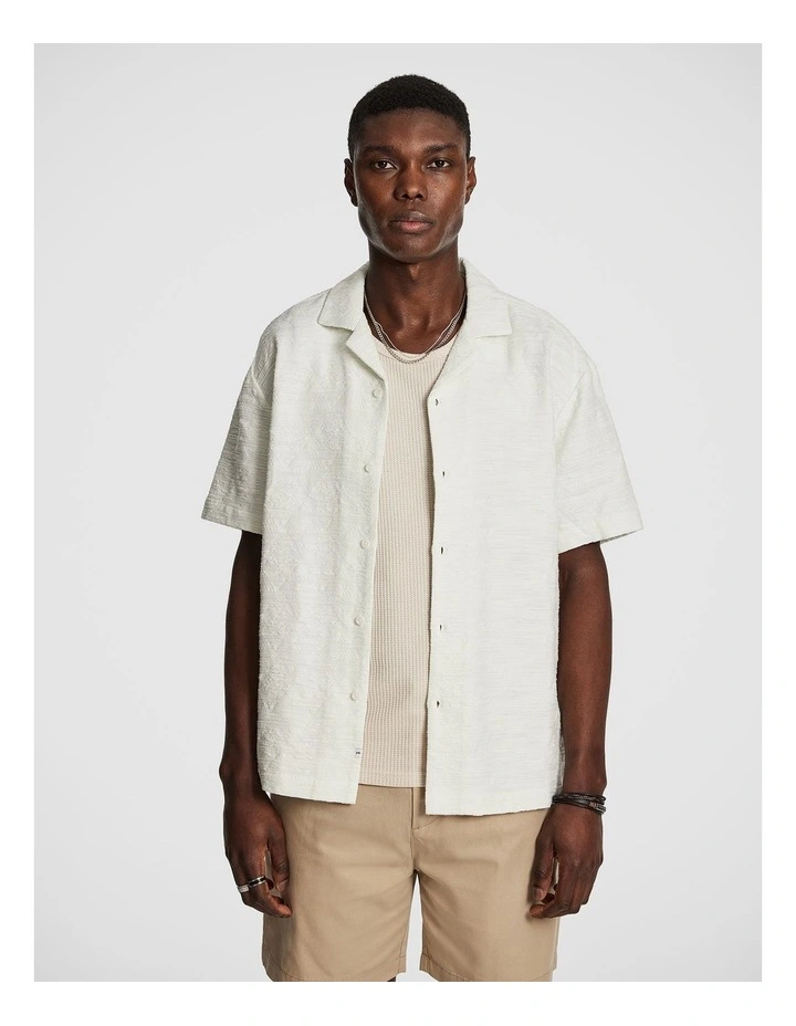 Clyde Textured Shirt in Off White image 1