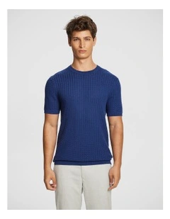 Theodore Knitted Tee in Blue