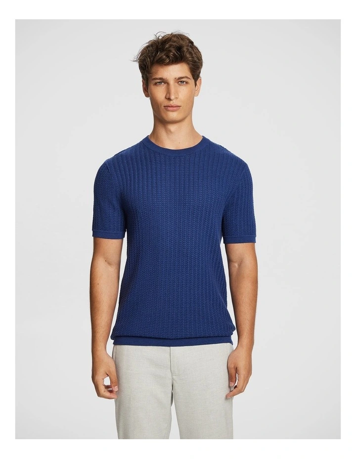 Theodore Knitted Tee in Blue image 1