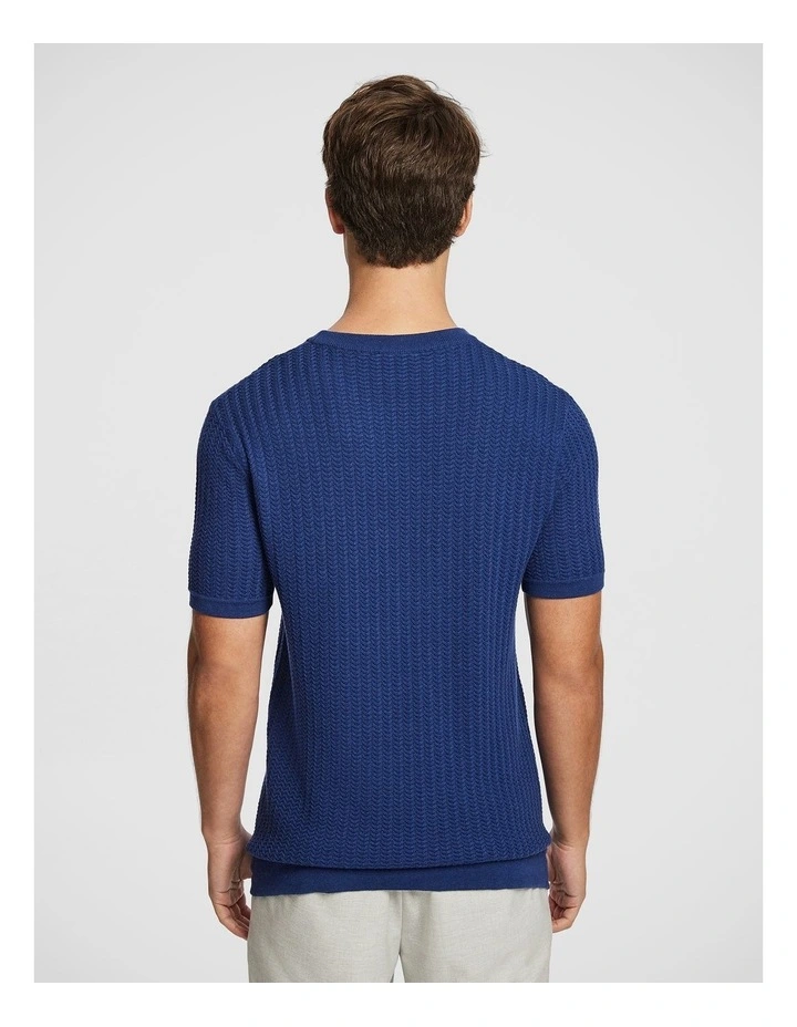 Theodore Knitted Tee in Blue image 2