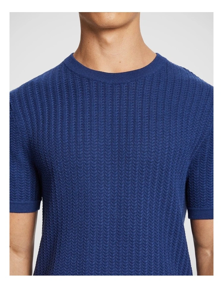 Theodore Knitted Tee in Blue image 3