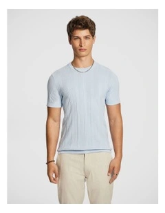 Riverside Knitted Tee in Light Blue