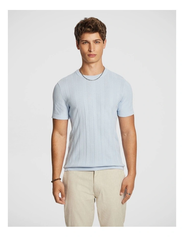 Riverside Knitted Tee in Light Blue image 1