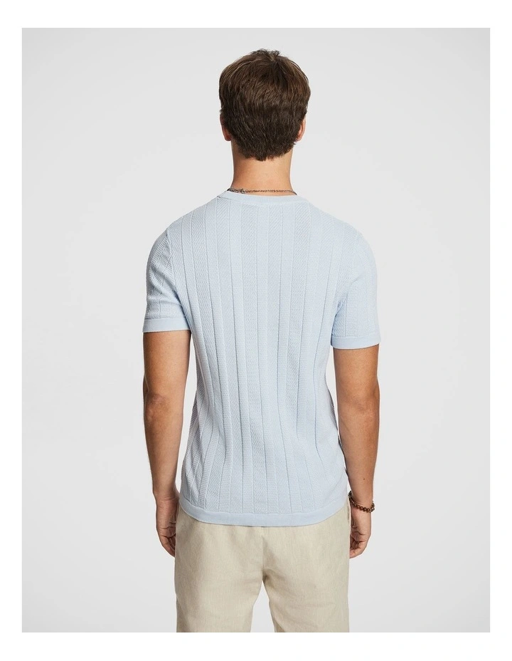 Riverside Knitted Tee in Light Blue image 2