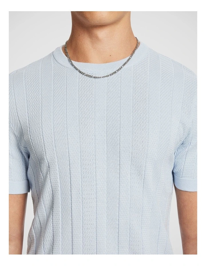 Riverside Knitted Tee in Light Blue image 3