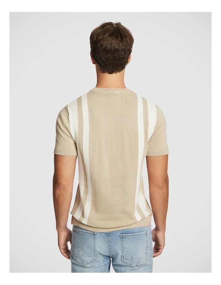 Teddy Stripe Knitted Tee in Natural image 2