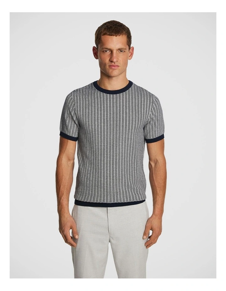 Seaforth Knitted Tee in Navy image 1
