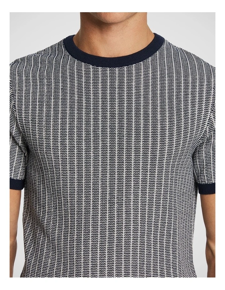 Seaforth Knitted Tee in Navy image 3