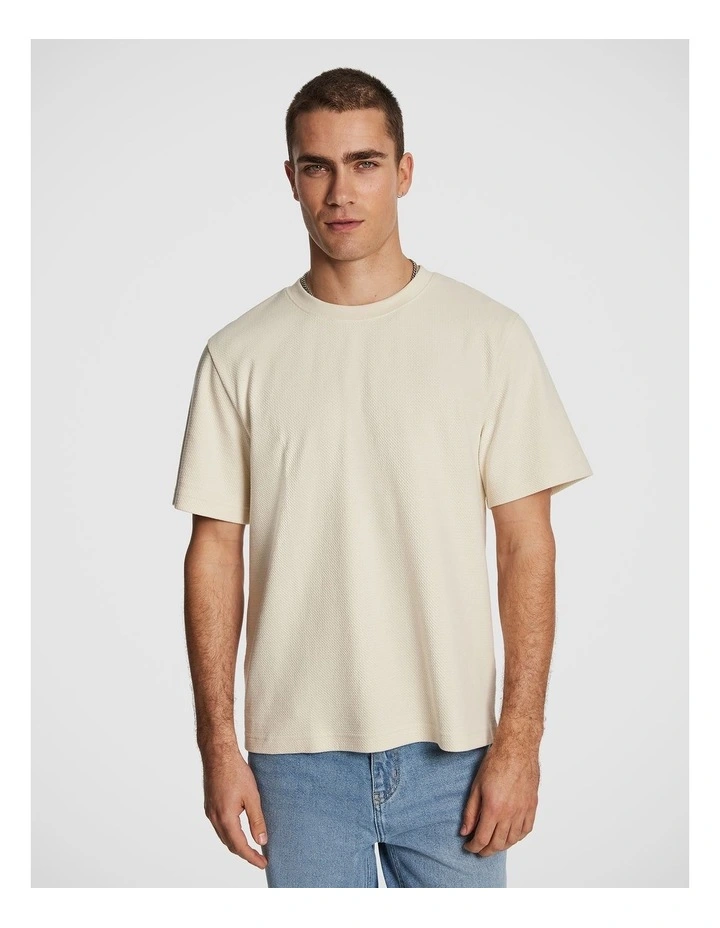 Marlow Textured Relaxed Tee in Natural image 1