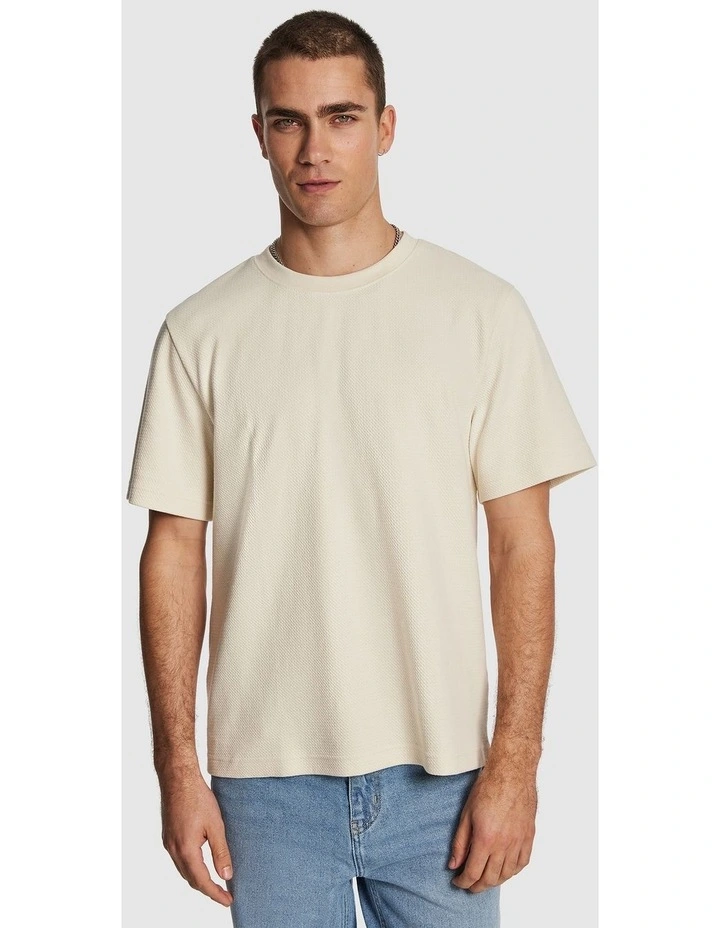 Marlow Textured Relaxed Tee in Natural image 1