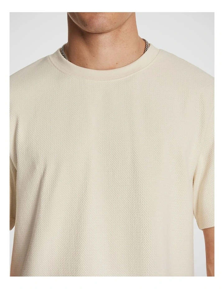 Marlow Textured Relaxed Tee in Natural image 3