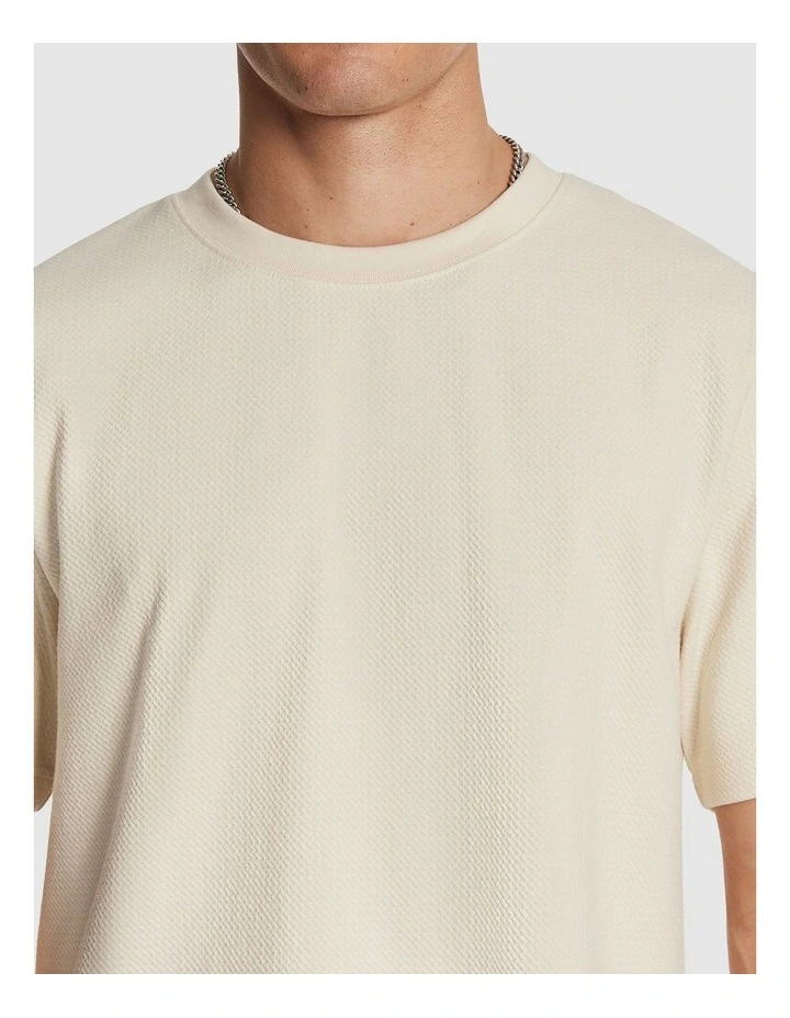 Marlow Textured Relaxed Tee in Natural image 3