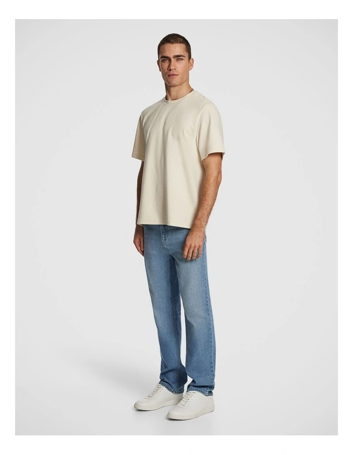 Marlow Textured Relaxed Tee in Natural image 4