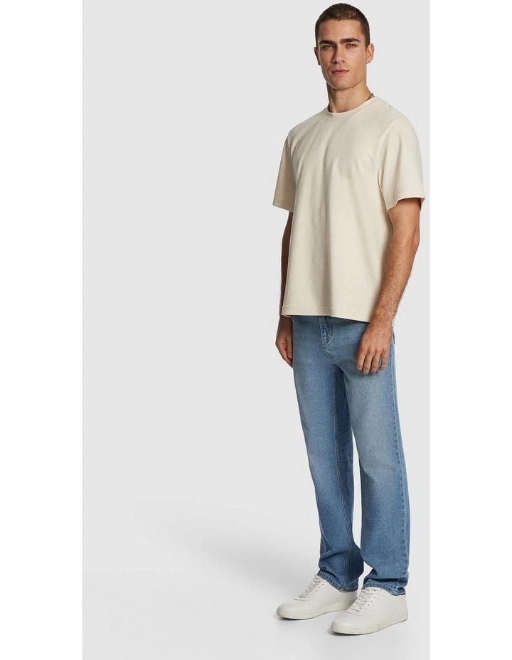 Marlow Textured Relaxed Tee in Natural image 4