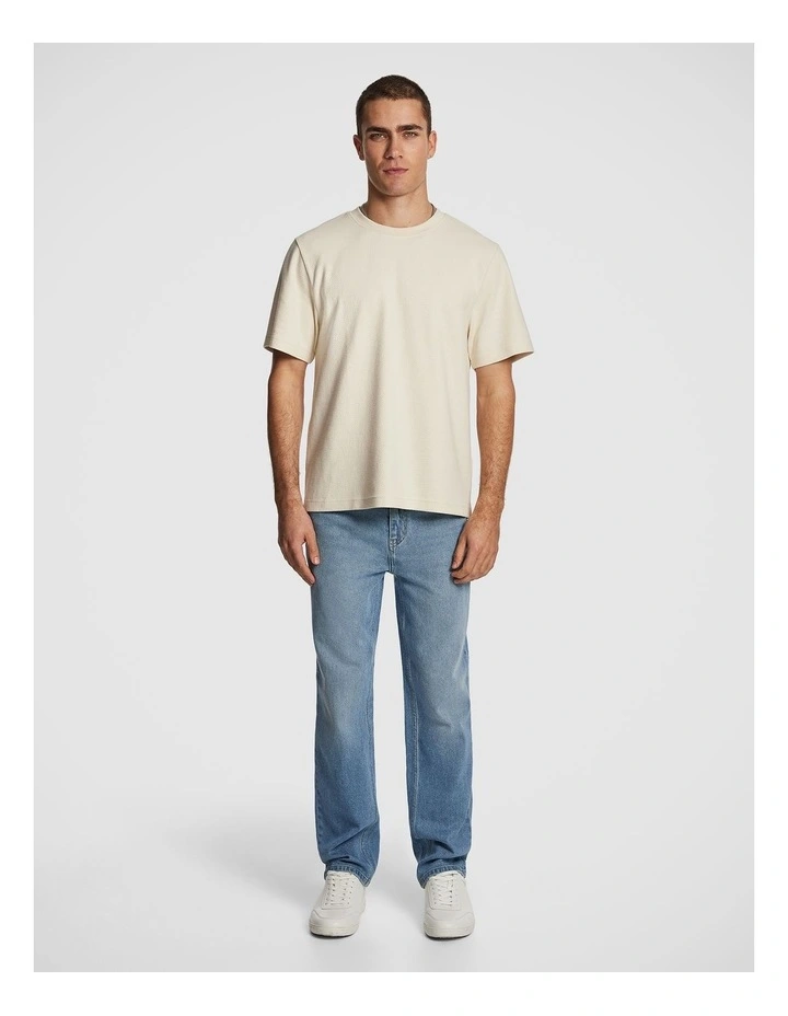Marlow Textured Relaxed Tee in Natural image 5