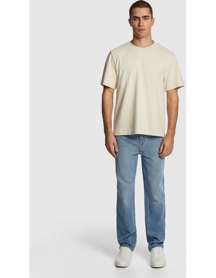 Marlow Textured Relaxed Tee in Natural image 5