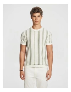 Rowan Stripe Knitted Tee in Sage