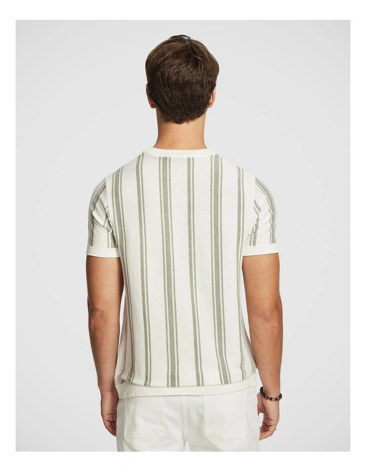 Rowan Stripe Knitted Tee in Sage image 2