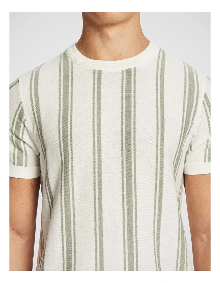 Rowan Stripe Knitted Tee in Sage image 3