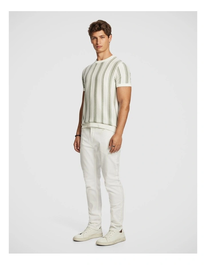 Rowan Stripe Knitted Tee in Sage image 4