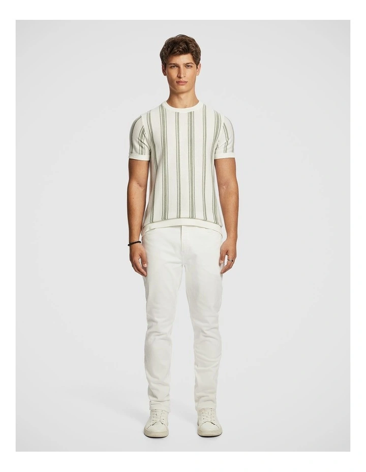 Rowan Stripe Knitted Tee in Sage image 5