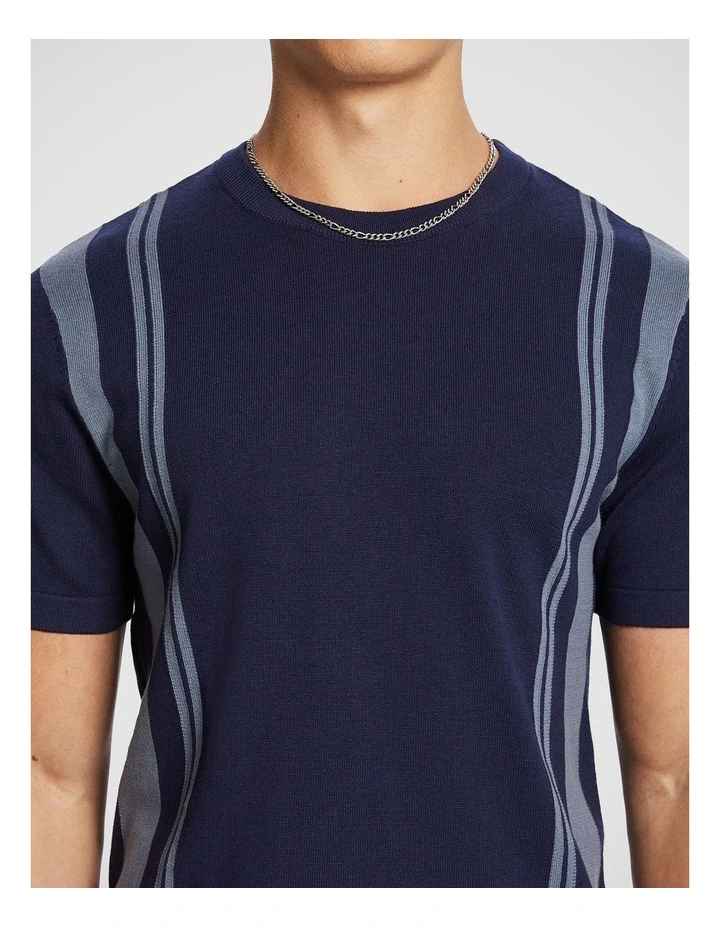 Riggs Stripe Knitted Tee in Navy image 3