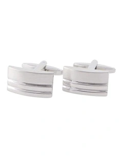 Border Stripe Cufflinks in Silver