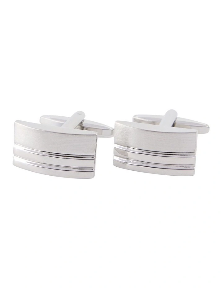 Border Stripe Cufflinks in Silver image 1