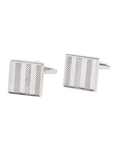 Herringbone Cufflinks in Silver