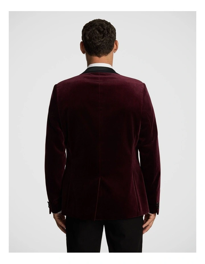 Milan Velvet Tuxedo Jacket in Burgundy image 3