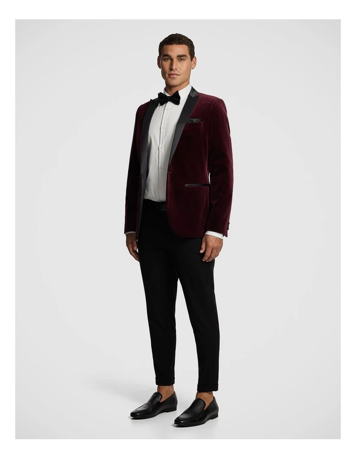 Milan Velvet Tuxedo Jacket in Burgundy image 5