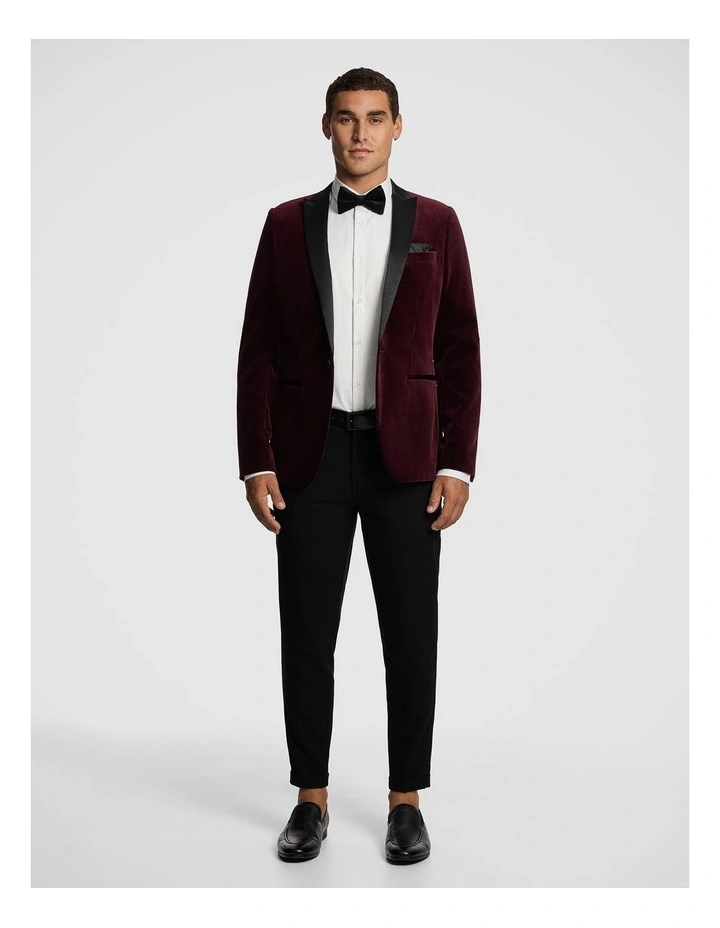 Milan Velvet Tuxedo Jacket in Burgundy image 6