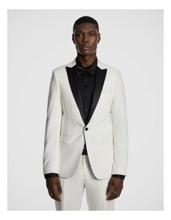 Devito Wool Blend Tuxedo Jacket in White