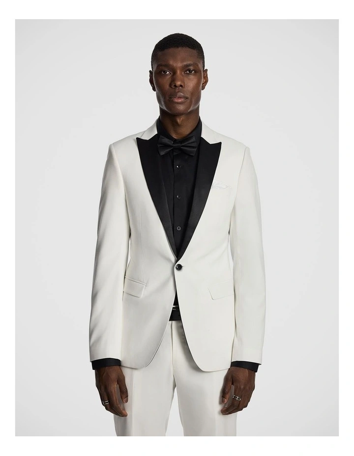 Devito Wool Blend Tuxedo Jacket in White image 1