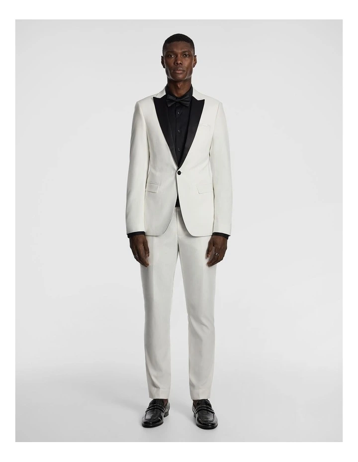 Devito Wool Blend Tuxedo Jacket in White image 2