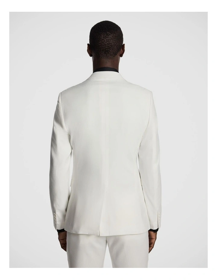 Devito Wool Blend Tuxedo Jacket in White image 3