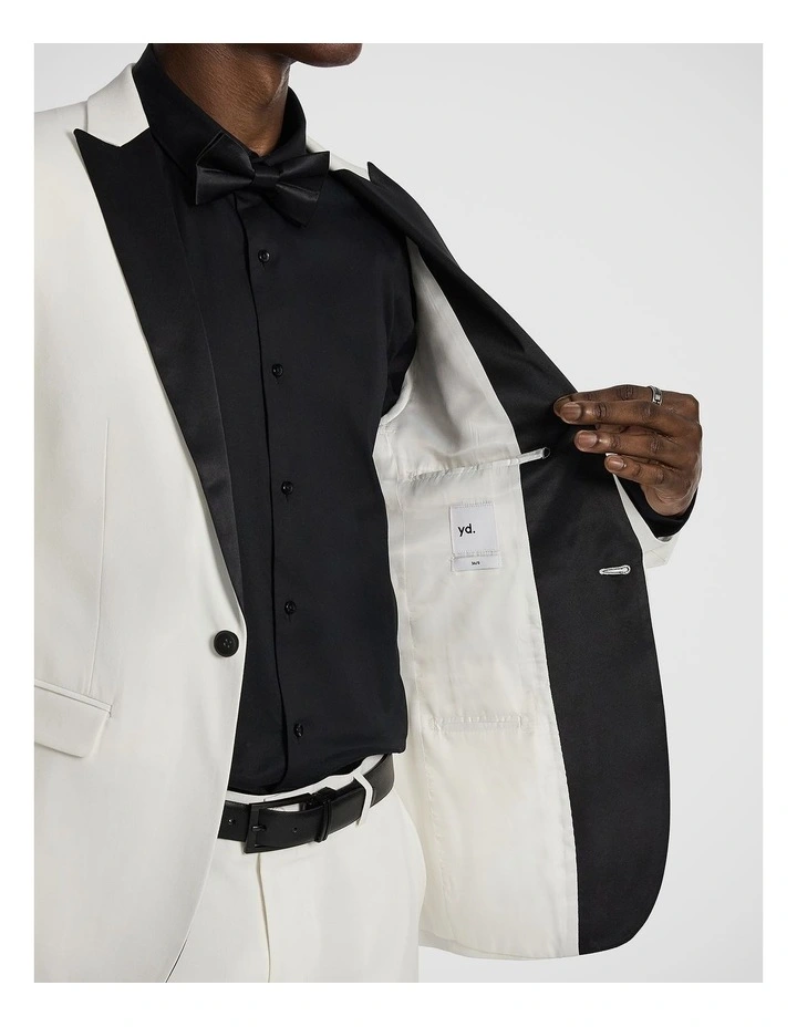 Devito Wool Blend Tuxedo Jacket in White image 6