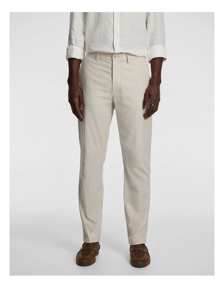 Huxley Linen Blend Chino in Cream image 1