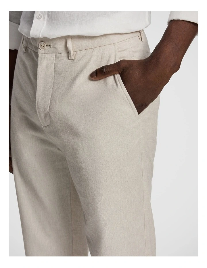 Huxley Linen Blend Chino in Cream image 3